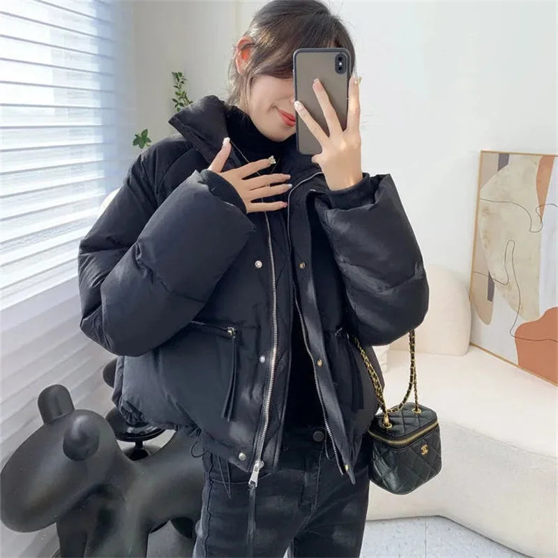 Manteau d'Hiver Femme Matelassé 2025 - Parka Courte Col Montant Chaud