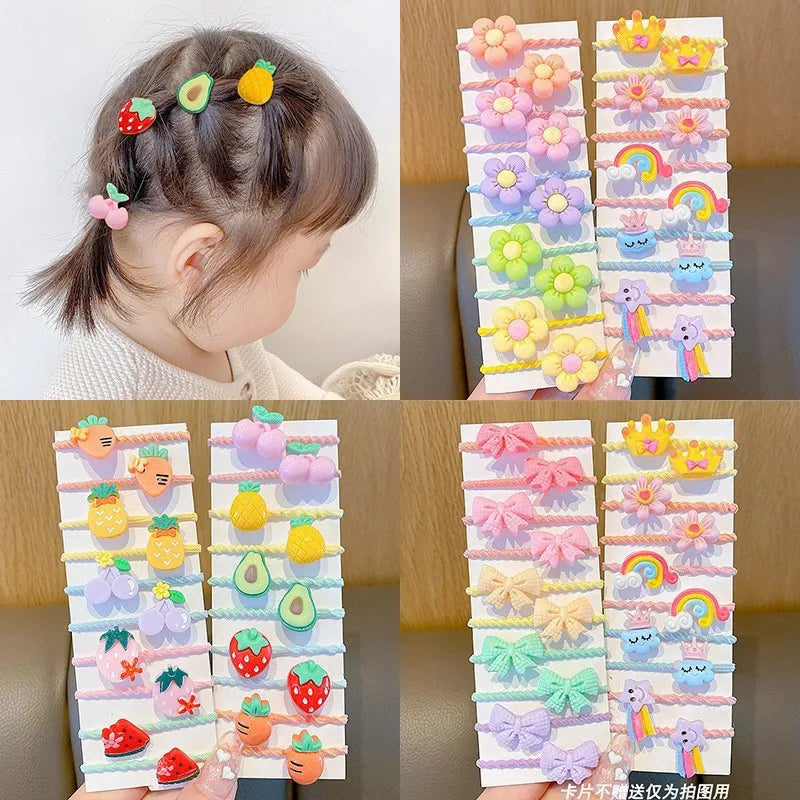 Lot de 10 Élastiques Cheveux Enfant – Colorés, Élastiques et Accessoires Mignons pour Filles