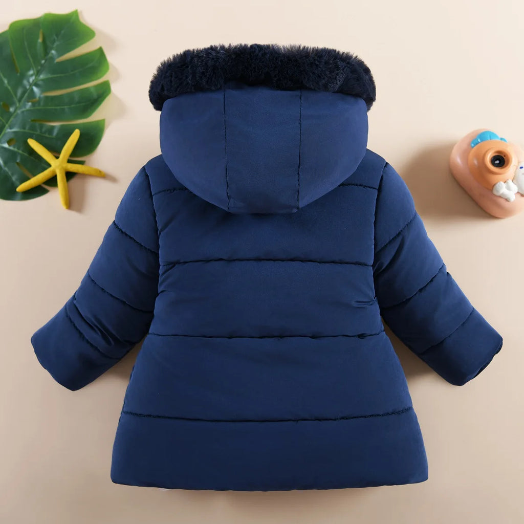 Veste Hiver Bébé Fille 1-4 Ans - Manteau Chaud à Capuche Papillon