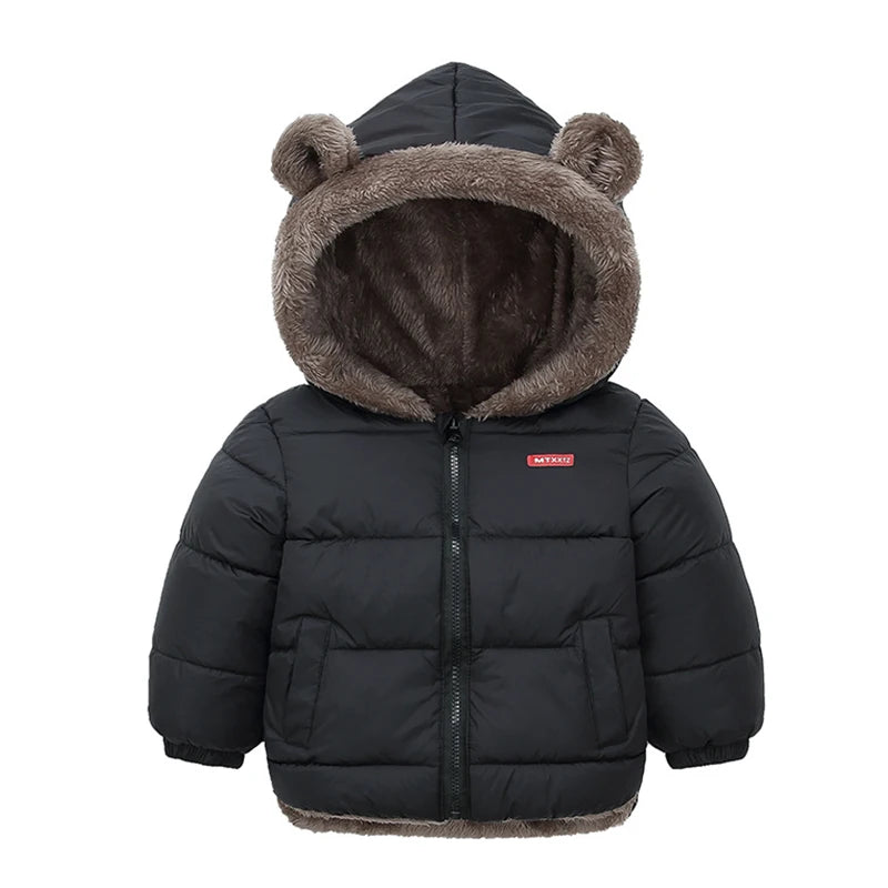 Veste Enfant Épaisse à Capuche - Manteau Chaud Garçon Fille 2-6 Ans
