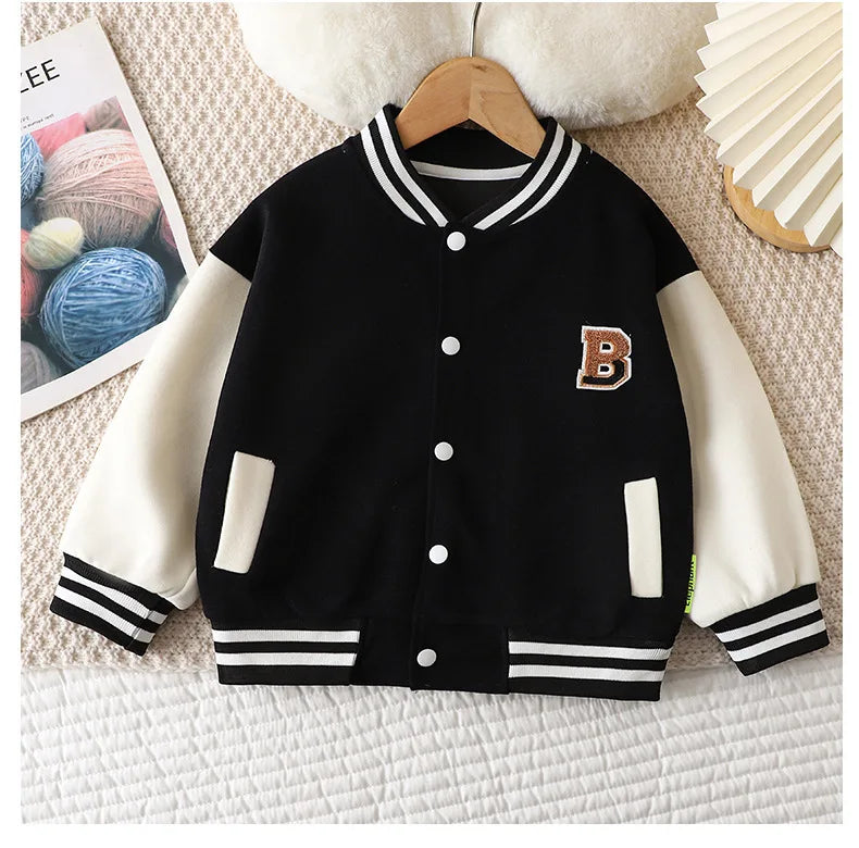 Veste Baseball Enfant 2025 - Manteau Brodé Lettres Printemps Automne