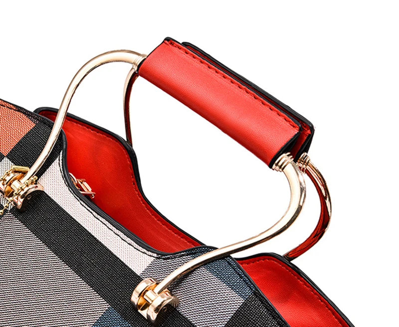 Sac Messenger Femme Cuir PU Vintage - Bandoulière Crossbody à Carreaux