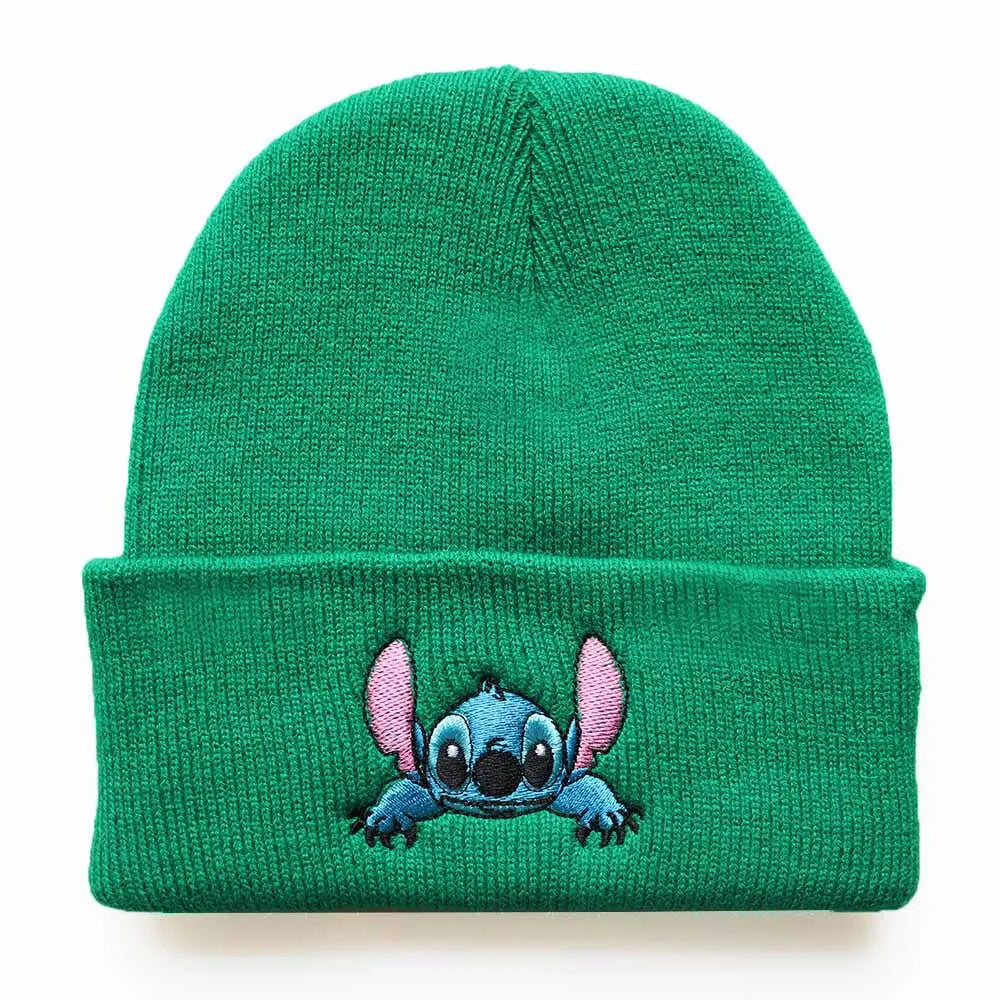 New Stitch Men Women Hat Fall Winter Trend Cartoon Woolen Hat Embroidery Student Knitted Hat Thermal Pullover Hat Children Gift