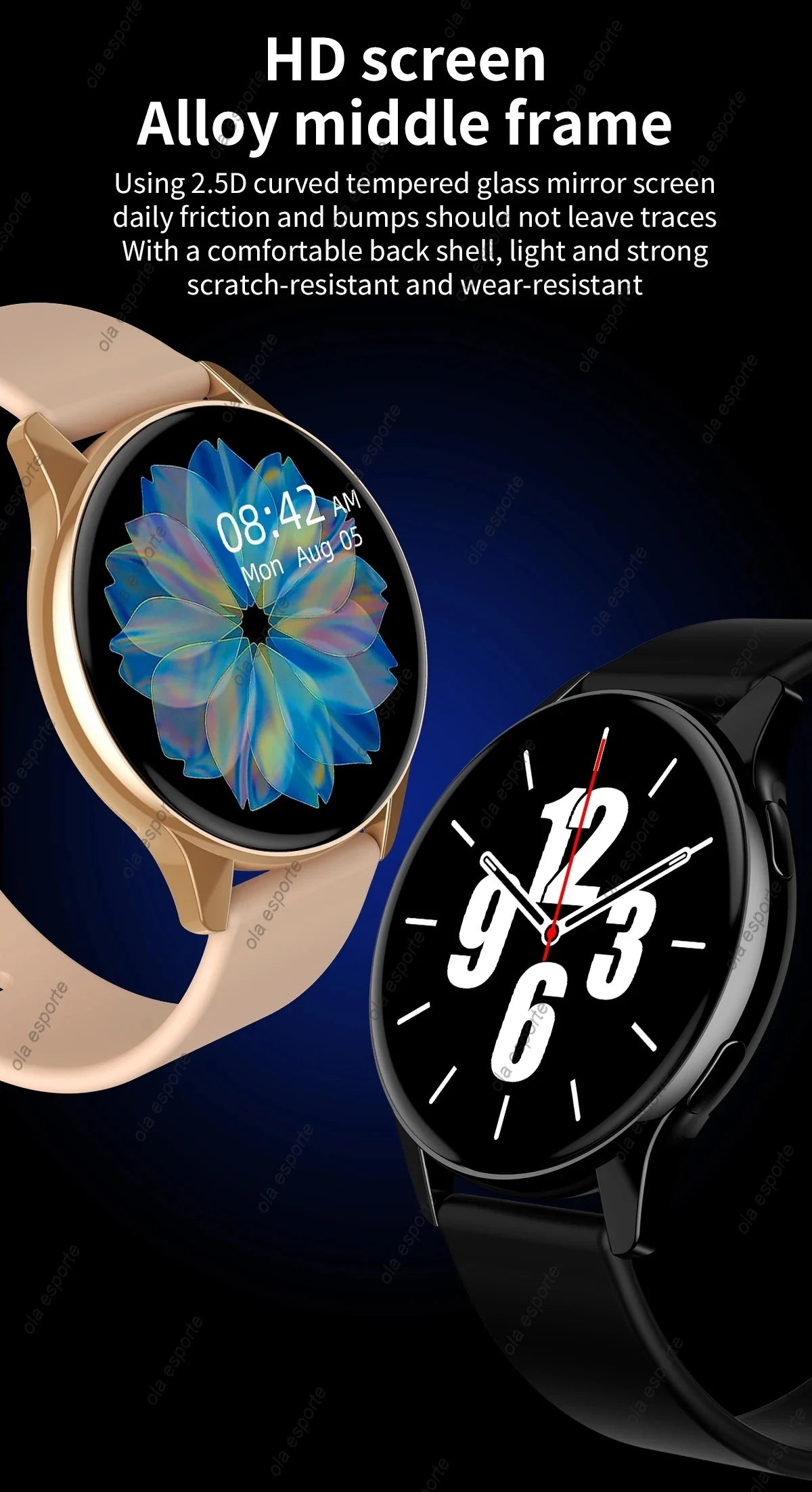 Montre Connectée Pro 1.39 Pouces - Appel Bluetooth, Cadrans Personnalisés, Musique, 6 Moniteurs Santé