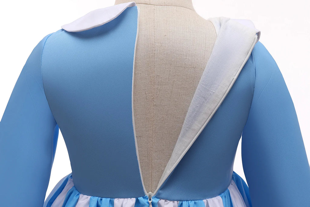 Robe Fille Pamabibi à Col Claudine – Manches Longues, Motif Imprimé, Style Original