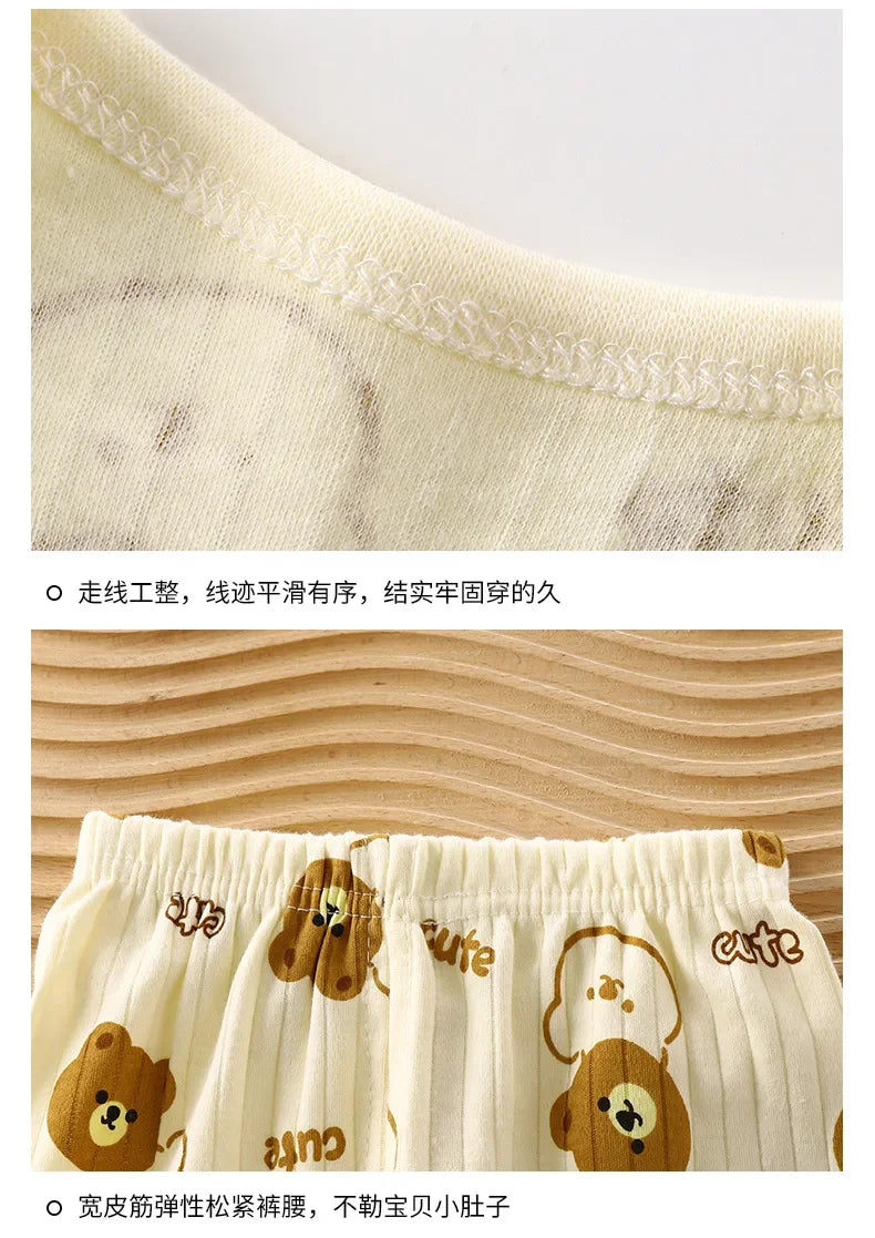 Pyjama Enfant Garçon Fille Coton Chaud - T-Shirt Manches Longues + Pantalon Cartoon