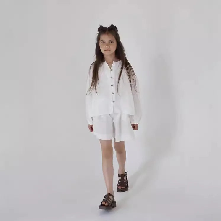 Ensemble 2 Pièces Enfant – Chemise & Short en Lin Coton (4-8 ans)