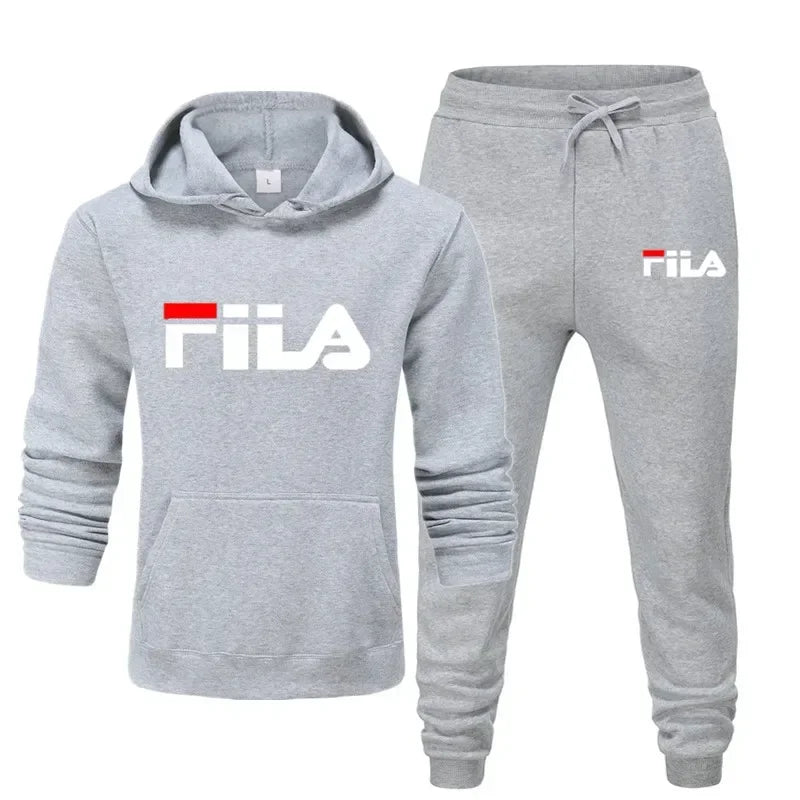 A new men's Spring and Autumn 2025 pullover hoodie + sweatpants two-piece fitness, fashion and casual jogging set