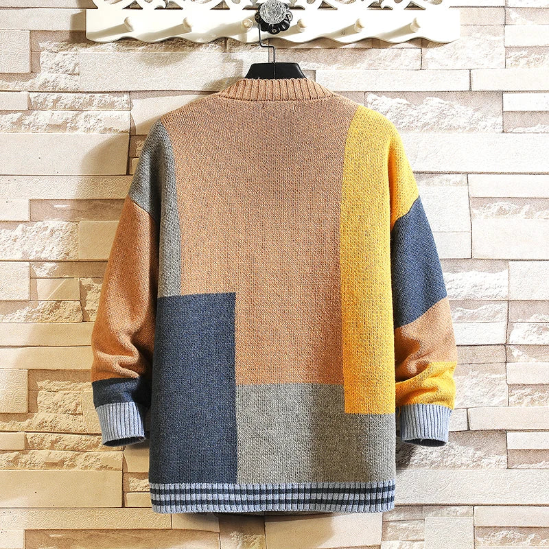 Cardigan Vintage Multicolore - Pull Laine Streetwear Automne Hiver Mixte