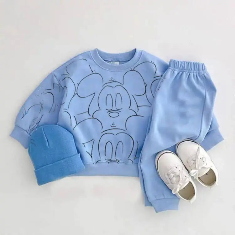 Ensemble Bébé 2 Pièces – Sweat + Pantalon Motif Cartoon (1-3 ans)