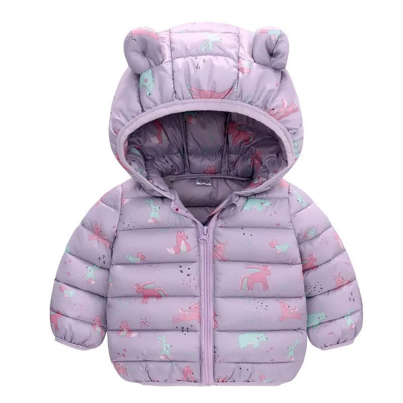 Doudoune Enfant à Capuche Dinosaure - Manteau Léger Automne Hiver 0-5 Ans