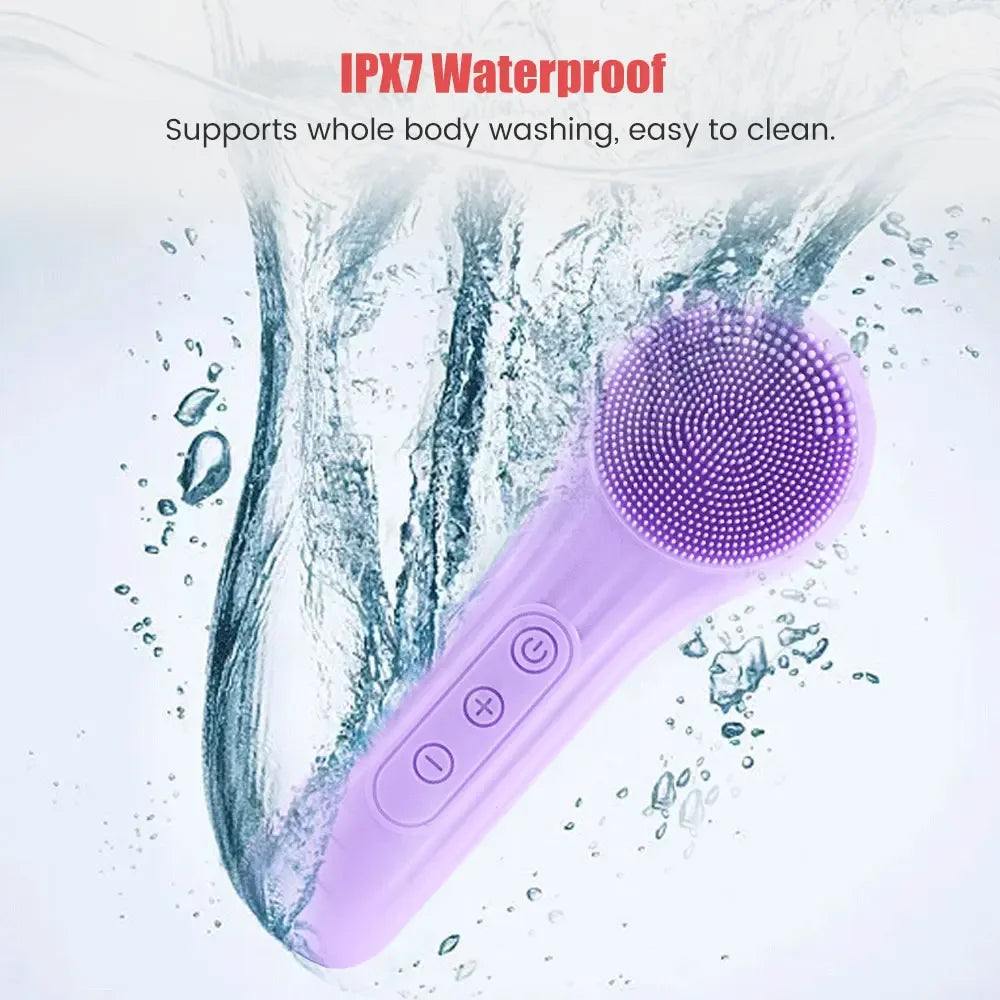 Brosse Nettoyante Faciale Sonique en Silicone - Massage Vibrant Waterproof