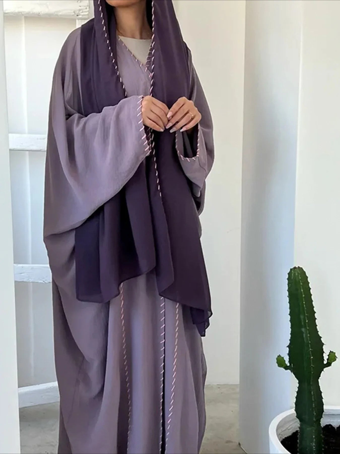 Abaya Femme Musulmane 2 Pièces avec Hijab - Robe Longue Élégante + Cardigan pour Ramadan, Eid et Occasions Spéciales - MH KINDIA SHOP