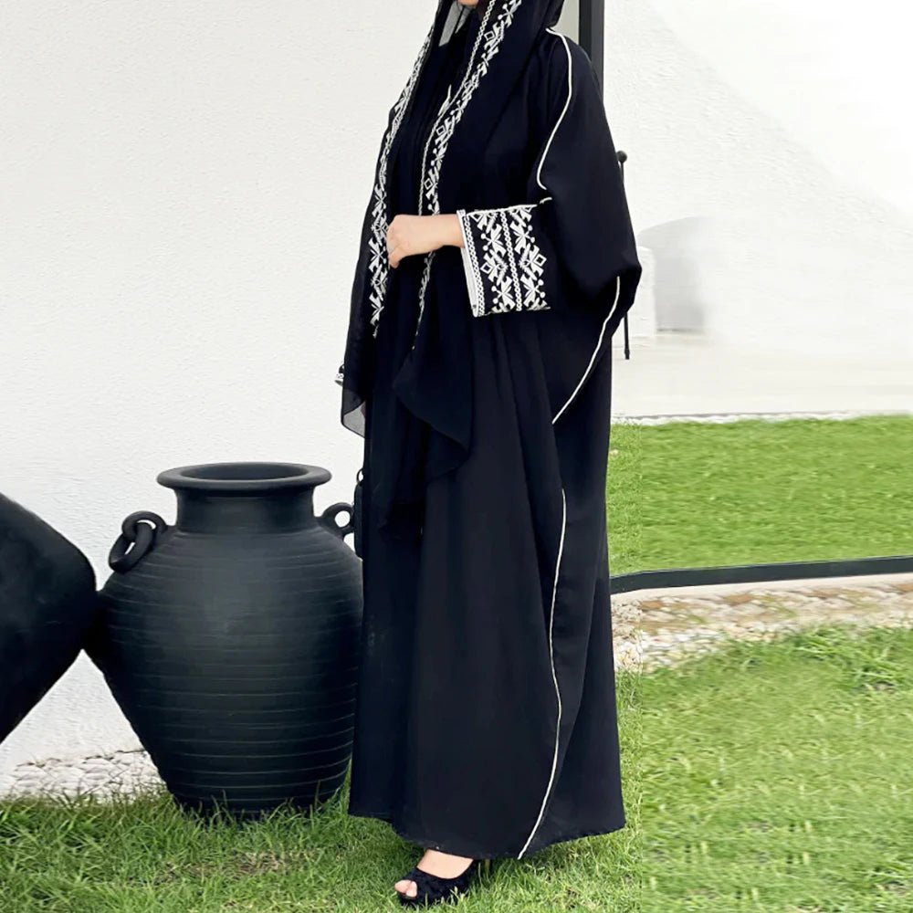 Abaya Hijab Brodée Classique - Robe Kimono Manches Longues Femme Musulmane - MH KINDIA SHOP