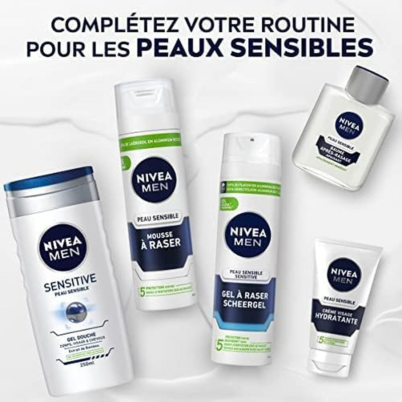 MEN Peau Sensible Gel À Raser (1 X 200 Ml), Crème De Rasage Enrichie En Camomille Et En Hamamélis, Soin Rasage 0% Alcool Pour Homme À La Peau Sensible